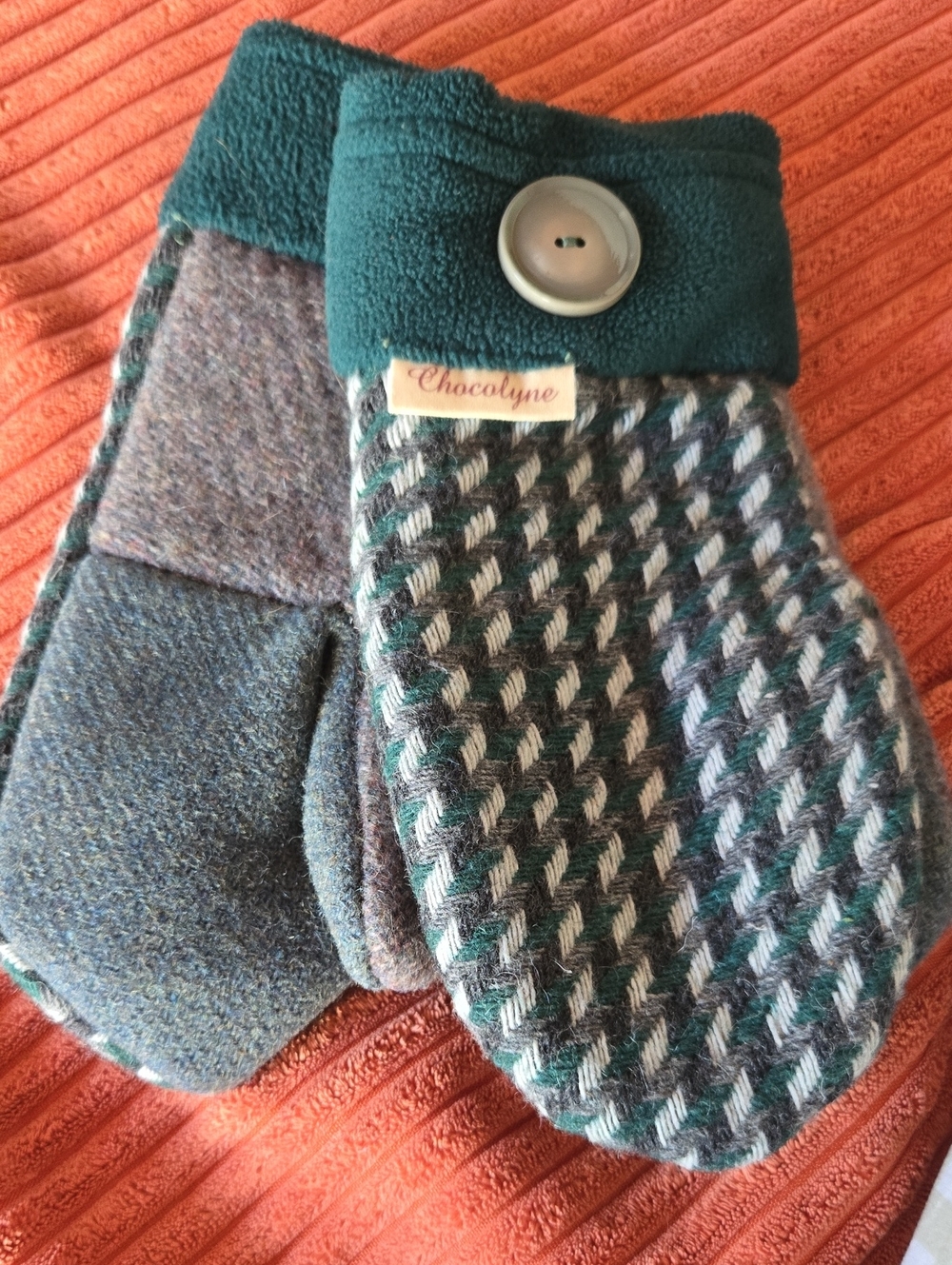 Mittens Women's Handmade From recycled Fabric (Size Small)
